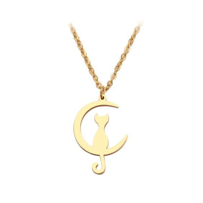 collier pendentif lune chat
