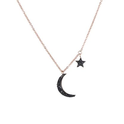 collier avec pendentif lune et etoile