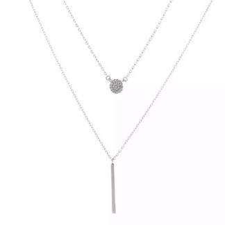 collier medaille strass argent