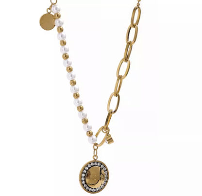 collier maillons medaille