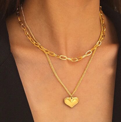 collier grosse maille coeur