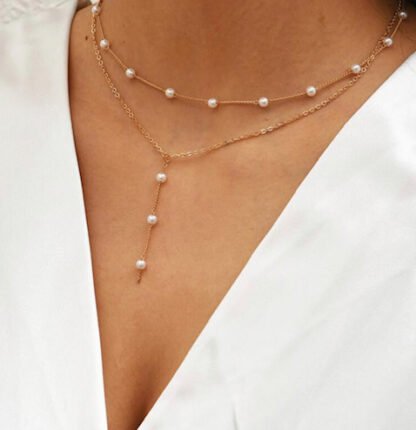 collier cravate perles