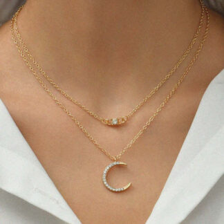 collier double rang lune