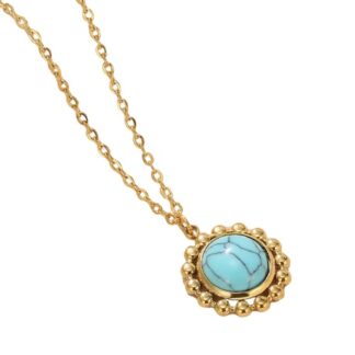 Collier pendentif rond turquoise