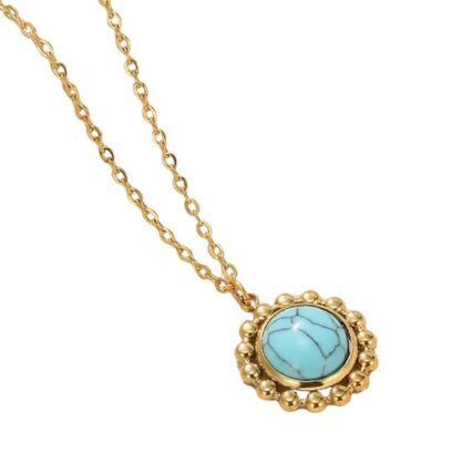 Collier pendentif rond turquoise